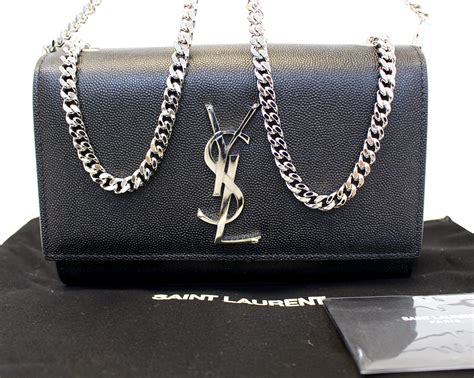 black ysl bag silver hardware|YSL black bag with silver chain.